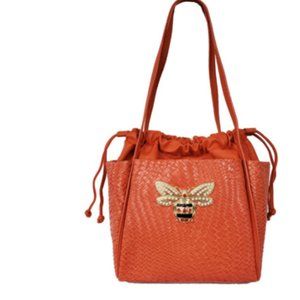 vegan leather bee bag